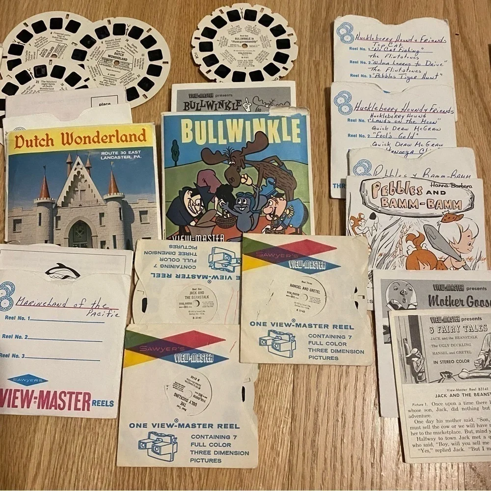 Vintage View Master & Reels Story Books Sleeping Beauty Bullwinkle Pebbles Bam